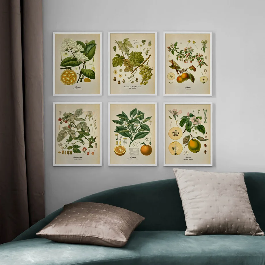 

Vintage Fruit Apple Pear Orange Cherry Wall Art Canvas Painting Nordic Posters And Prints Wall Pictures For Living Room Decor