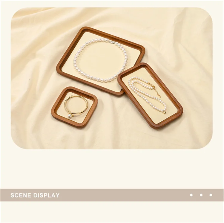 WoodTen Solid Wood Jewelry Tray Retro Ring Earring Display Necklace Bracelet Watch Jewelry Tray Stackable Jewelry Organizer Tray