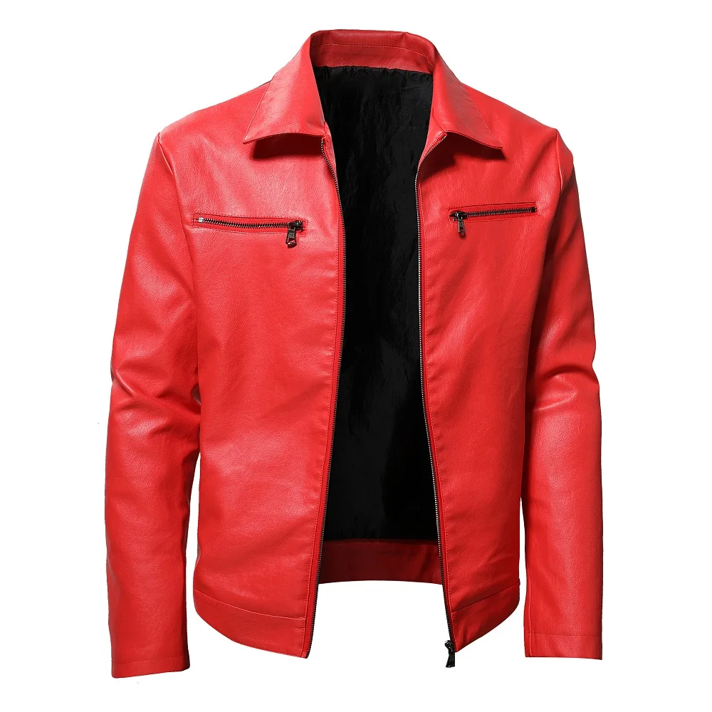 

Autumn WInter Motorcycle Jacket Men Turn Down Collar Casual Leather Jacket Fashion Slim Moto Bike PU Jacket Men