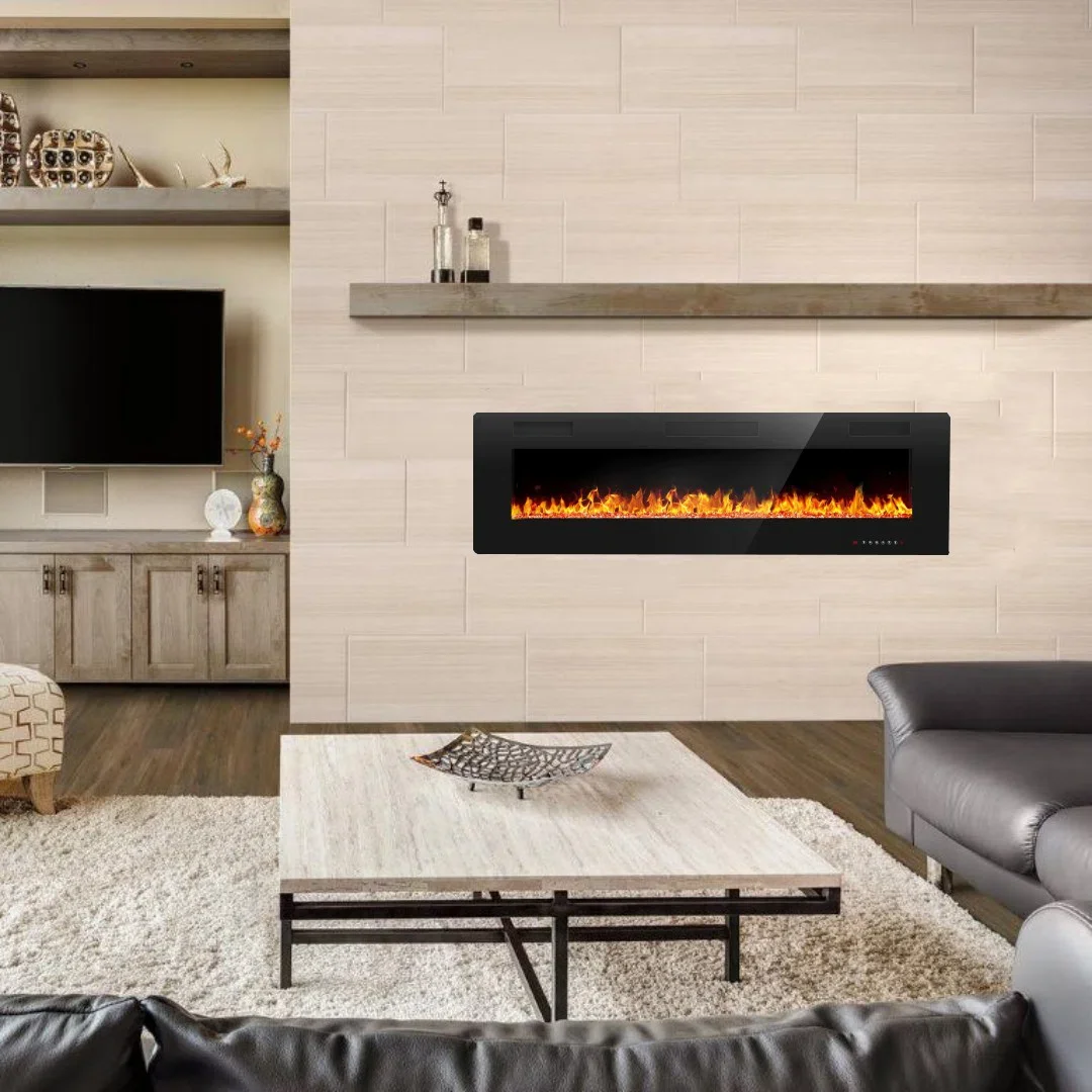 Aglucky 68 Inch Recessed Wall Mounted Electric Fireplace Ultra Thin And Low  Noise Remote Control With Timer Touch Screen - Electric Fireplaces -  AliExpress