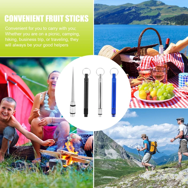 6 Pieces Metal Titanium Toothpicks, Portable Reusable Pocket Toothpicks With Stainless Steel Toothpick Holder