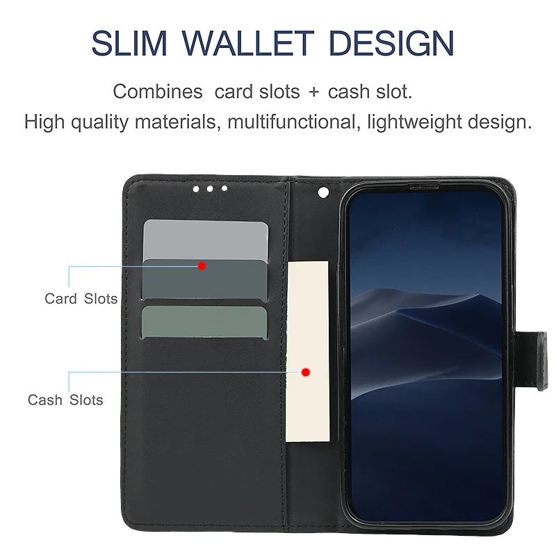 Leather Flip Wallet Phone Back Cover