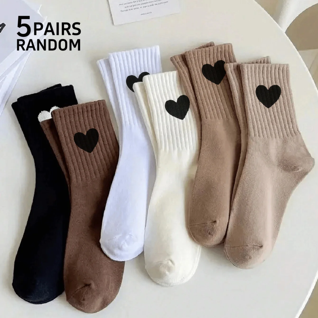 Women's Trendy Heart Crew Socks - Comfortable & Breathable Multi-Pack