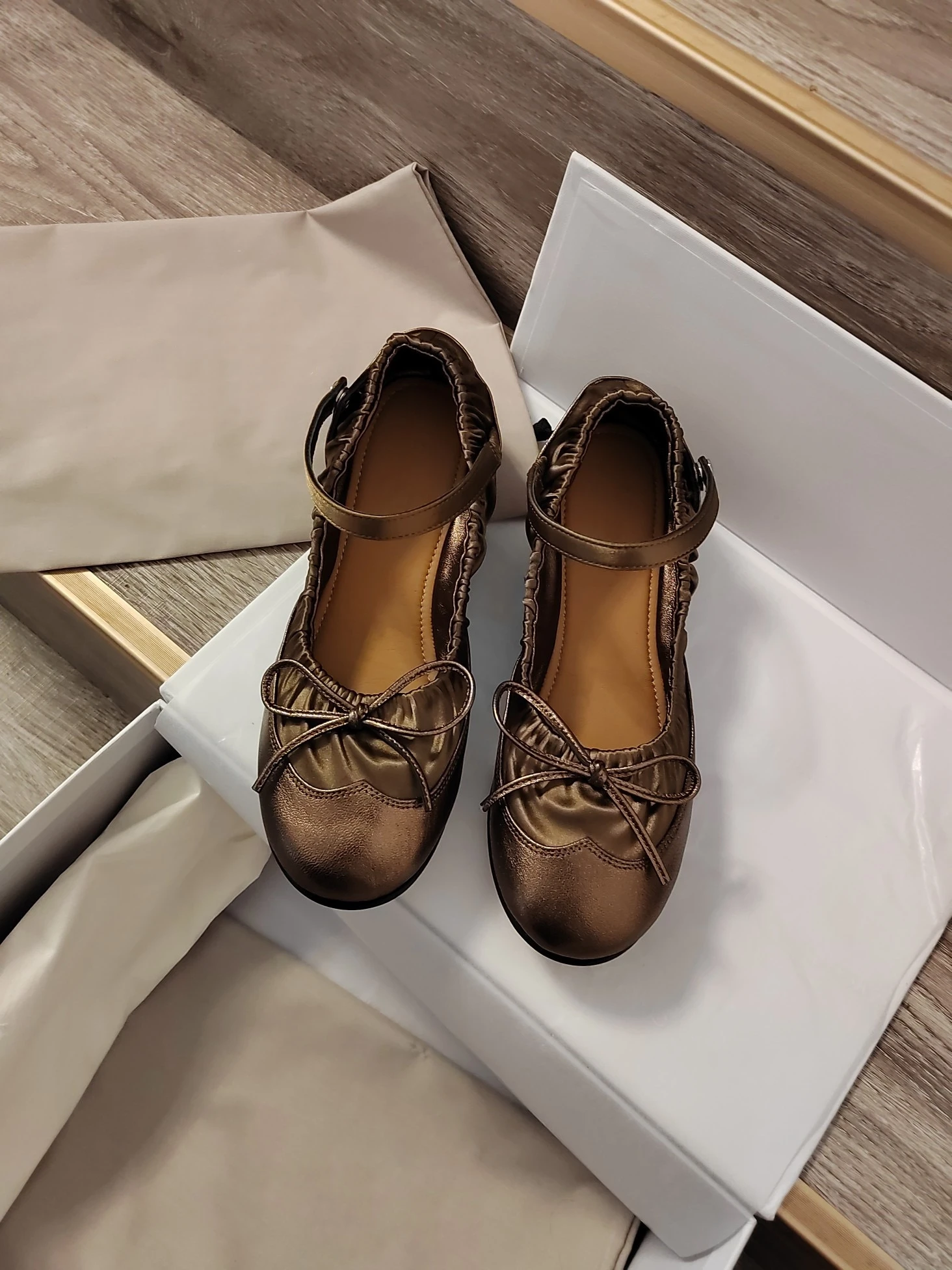 

Sweet Cute Ballet Shoes Bowknot Soft Sole Single Shoes Casual Leather Flats Outdoor Vacation Shoes Women's Retro Mary Jane Shoes