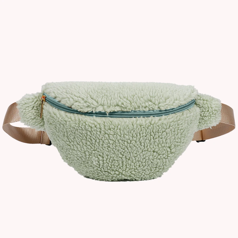 Unisex Plush Solid Shoulder Bag Zipper Closure Multifunctional Foldable