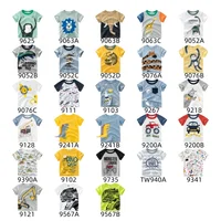 Dropshipping 4PCS/SET 2025 Summer New Boys' Cartoon Monkey Elephant T-shirt Short Sleeve T Shirt Dinosaur Children Tops Tees 2