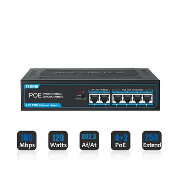 IP 카메라용 이더넷 스위치, 고성능 스마트 스위처, RJ45 허브 인터넷 인젝터, 4 포트 POE 고속 스위치, 100Mbps