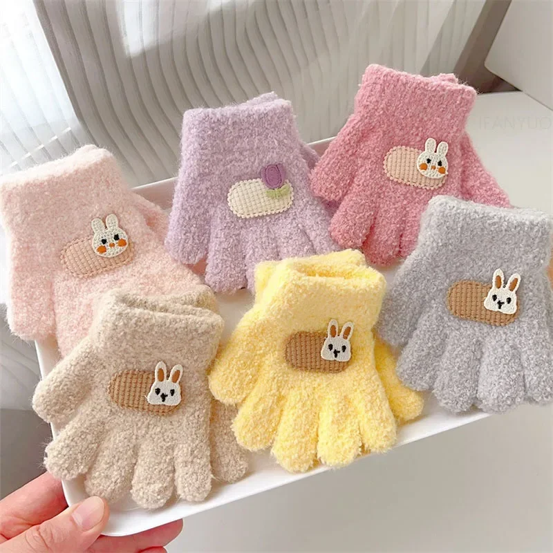 1-3Y Children Gloves Autumn Winter Warm Thicken Boys Girls Baby Riding Mittens Cute Cartoon Kid Kindergarten Five Fingers Mitten 3