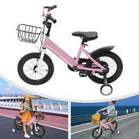 Vélo pour enfants à cadre unique de 14 pouces, unisexe, avec roues d'apprentissage et panier, adapté aux enfants de 3 à 5 ans, bleu/rose/rouge 1