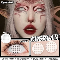 Vibrant Halloween Cosplay Contact Lenses - Red, White & Multicolored Yearly Wear (WHITE MESH)