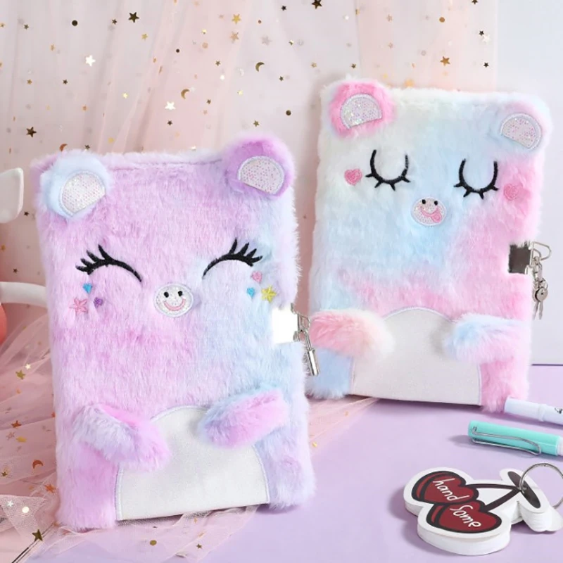 

Cute Cat Shape Plush Notebook Kids Fluffy Daily Planner Book Plush Personal Diary Stationery Friend Teacher Gifts