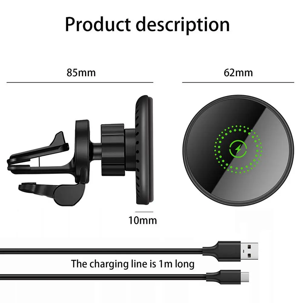Magnetic Car Charger with Fast Wireless Charging and Ultra-Strong Magnet