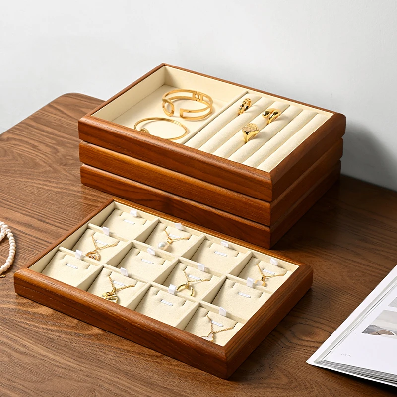 MISHITU Solid Wood Jewelry Tray High-end Exquisite Ring Earring Necklace Bracelet Jewelry Display Counter Jewelry Storage Tray 3