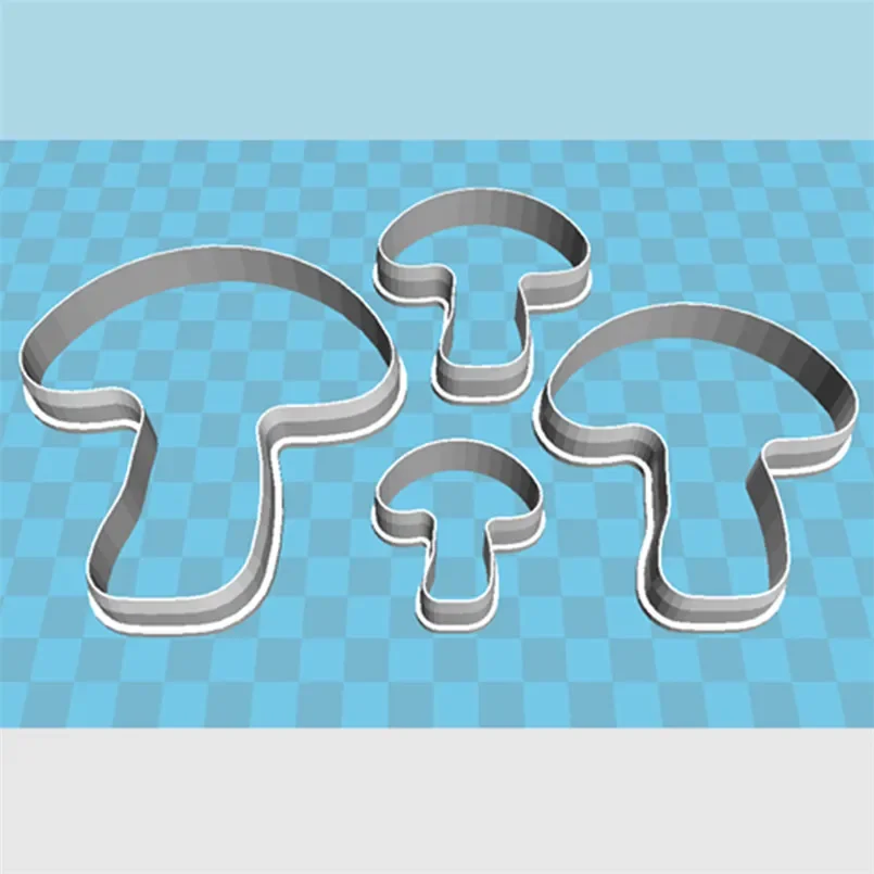 Four Specifications Cartoon Plant Fungi Long-stemmed Mushrooms Plastic Mold Cake Fondant Tools Cookie Sushi and Fruits Cutters