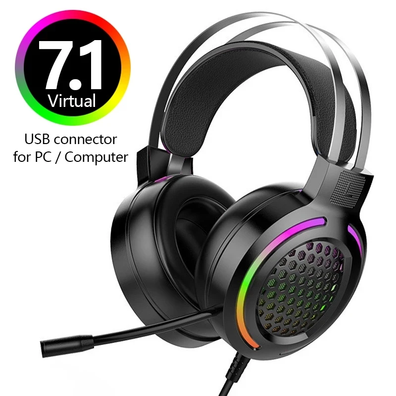 Kingstar wired gaming headset 7.1 surround som estéreo over ear jogo
