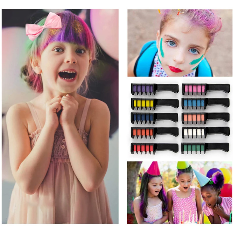 10 Color/Box Colorful Hair Comb Hair Dye Brush Disposable Hair Dye Chalk Colors Stick Masquerade Party YL-010 Hair Dye Tools