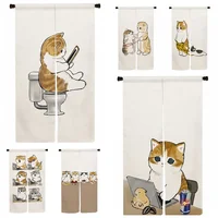 Japanese Door Curtain Noren Cute Funny Cat Drapes Living Room Bedroom Doorway Partition Kitchen Entrance Hanging Half-Curtains 1