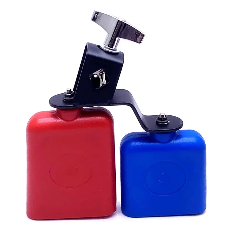 

Блок джема, музыкальный перкуссионный инструмент, Латиноамериканский барабанный инструмент с двойным креплением, музыкальный Колокольчик для перкуссии (красно-синий)