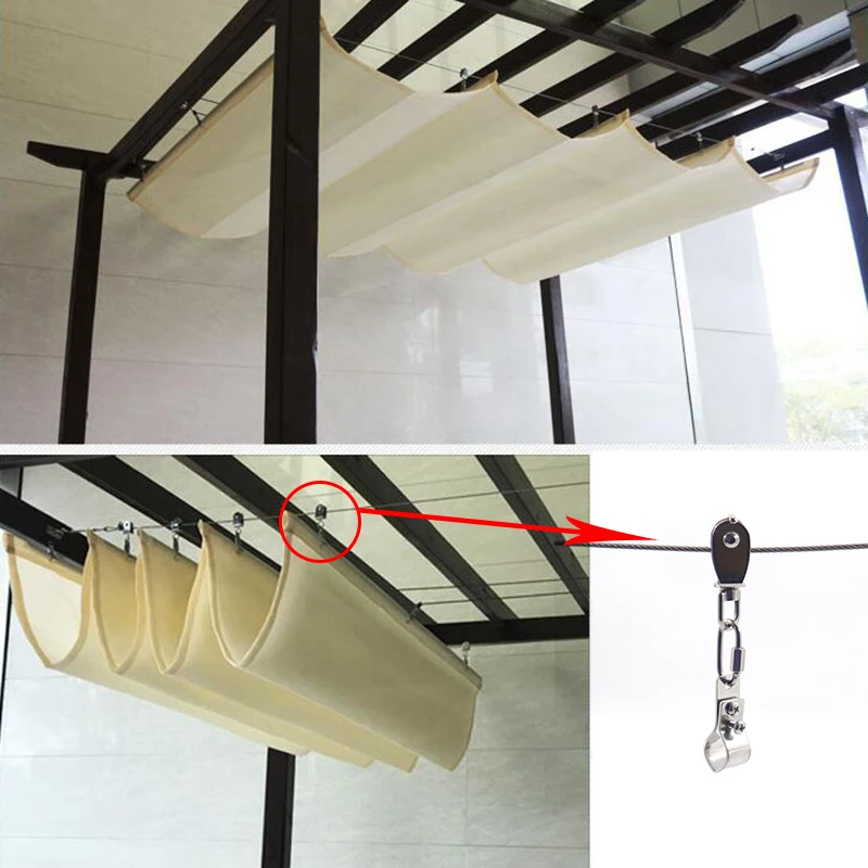 Description Picture 5 of itemSS304 Installation Kits Wave Telescopic Sail 3 Rows Pulley Retractable Canopy Install Parts Stretchable Awning Accessories Set