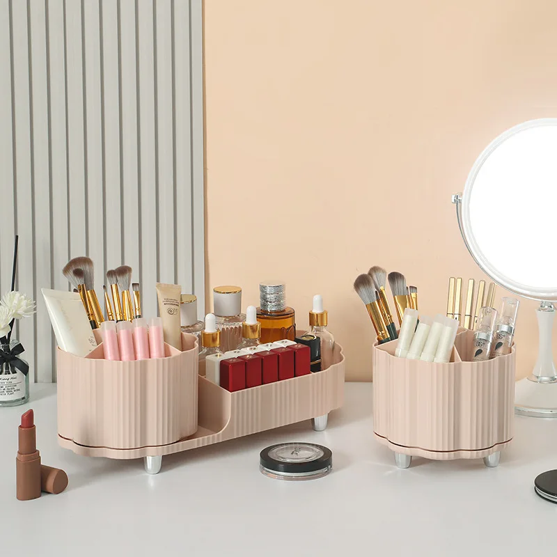 NEW Cosmetics Storage Box Rotating Pen Holder Vanity Table Desktop Makeup Brush Organizer Lipstick Eyeshadow Powder Puff Shelf 5