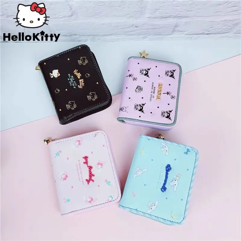 

Sanrio Hello Kitty Kuromi Print Cartoon Wallet Children Adult Creative Cute Mini Purse Sweet Fashion Girl Birthday Gift Moneybag