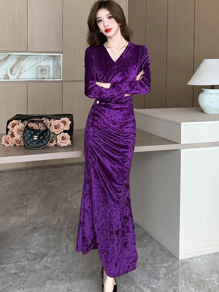 chinese dress ladies Jovani 43066 Long Formal Velvet Mermaid Prom Dress main image 1