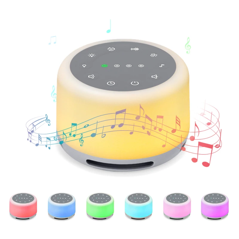 White Noise Sound Machine with Mood Light Natural Sounds & Music for Sleeping Rechargeable Natural Sound Machine Playback Memory