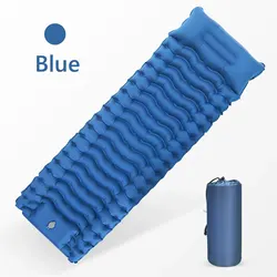 Enhanced Outdoor Camping Inflatable Mattress with Built-in Pillow & Pump - One Seat (Blue)