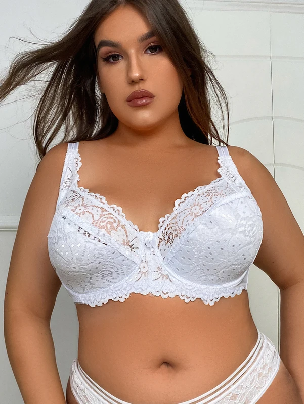 Plus Size Women Bra Sexy Lace Underwear Brassiere Thin E Cup Underwire Bra
