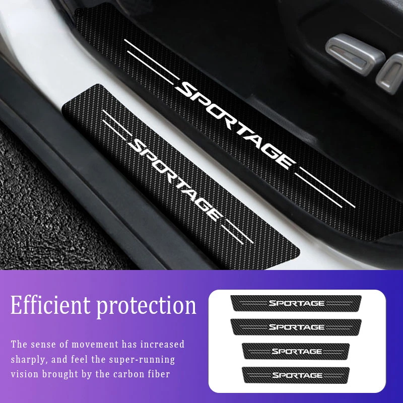 

Car Door Threshold Scuff Plate Carbon Fiber Sill Protector Stickers For KIA Sportage 2005-2020 2021 Auto Door Entry Pedal Guards