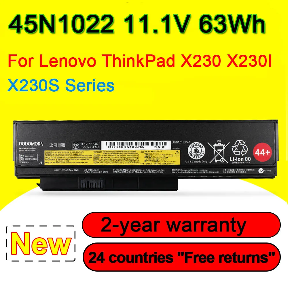 

11.1V 63Wh 44+ 45N1022 Battery For Lenovo ThinkPad X230 X230I X230S 45N1020 45N1021 45N1023 45N1024 45N1025 45N1028 45N1029