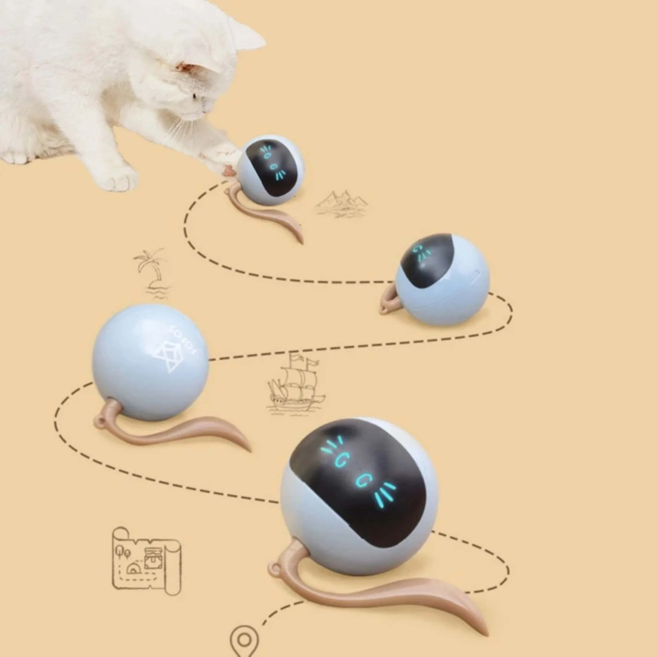 

Automatic Pet Smart Interactive Cat Toy Colorful LED Self Rotating Ball Toys USB Rechargeable Kitten Electronic Cat Ball Toys