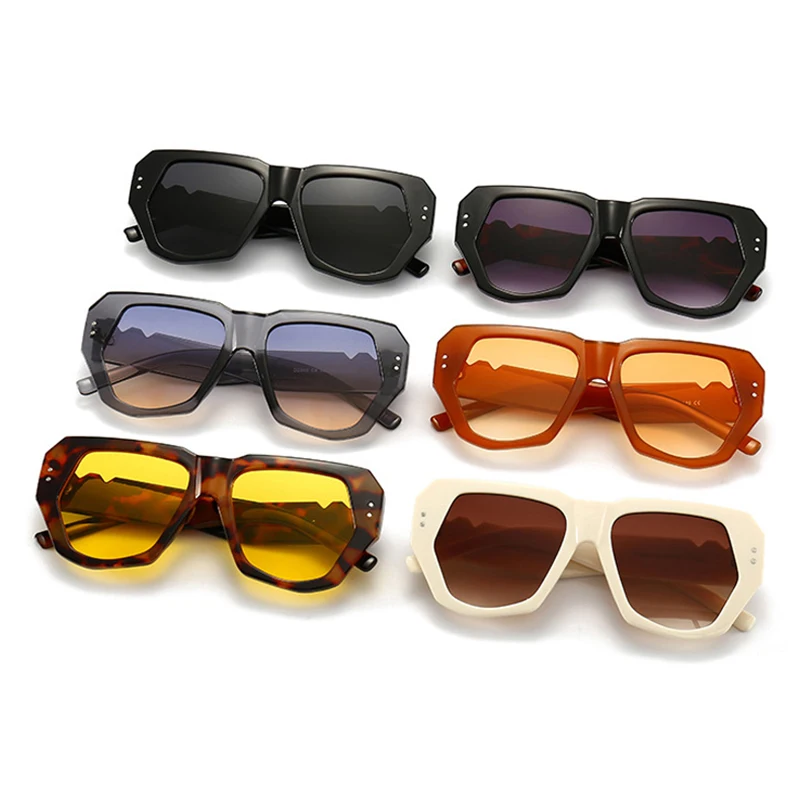 SHAUNA Retro Polygon Cat Eye Women Sunglasses Fashion Brand Designer Gradient Shades UV400 Men Trending Rivets Sun Glasses