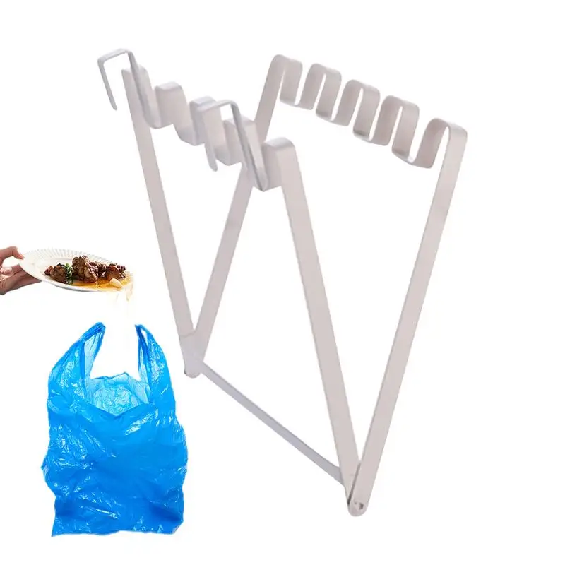 

Cabinet Trash Bag Holder Portable Hanging Folding Metal Wire Garbage Storage Bag Container For Cabinet Kitchen household Supply