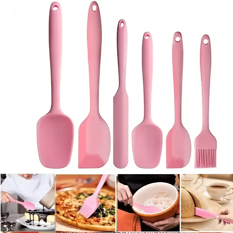 Silicone Spatula 5/6pcs For Baking Cake Cream Heat-resistant Food Grade Cooking Set Baking and Mixing Kitchen Utensils