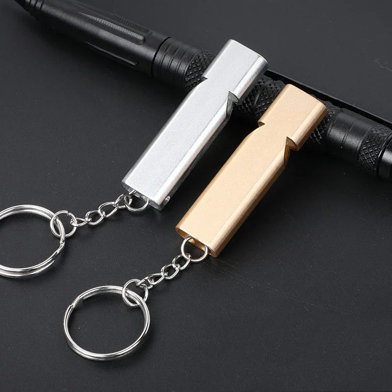 Outdoor Survival Whistle Aluminum Alloy Metal Double-hole High-frequency Tweetersurvival Whistle 150db High Decibe Rescue Tool