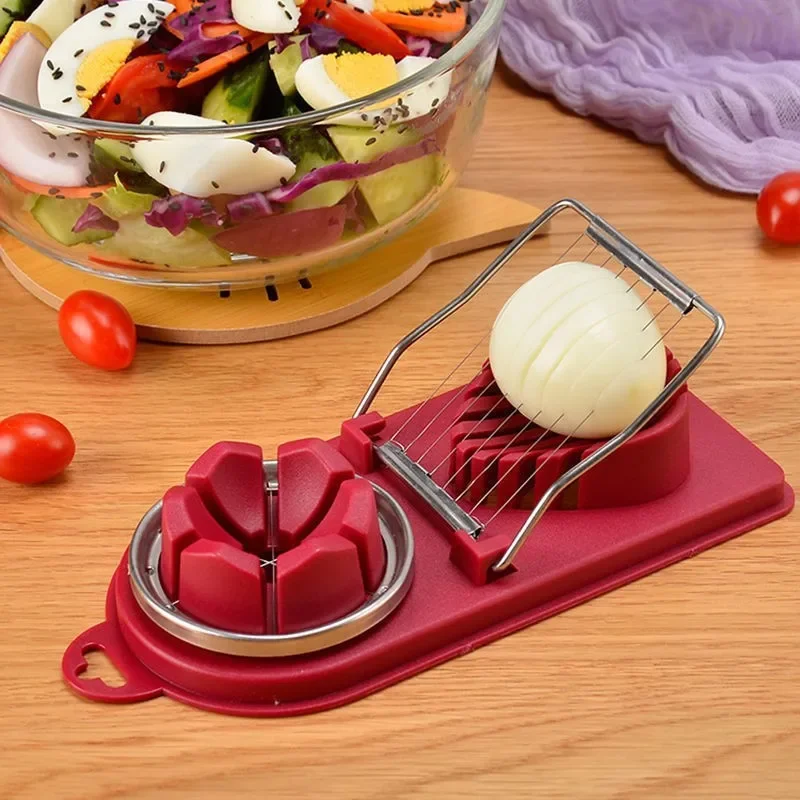 

2 In 1 Multifunctional Upgrade Egg Cutter Stainless Steel Slicer Sectioner Mold Flower-Shape Luncheon Meat Tools Kitchen Gadgets