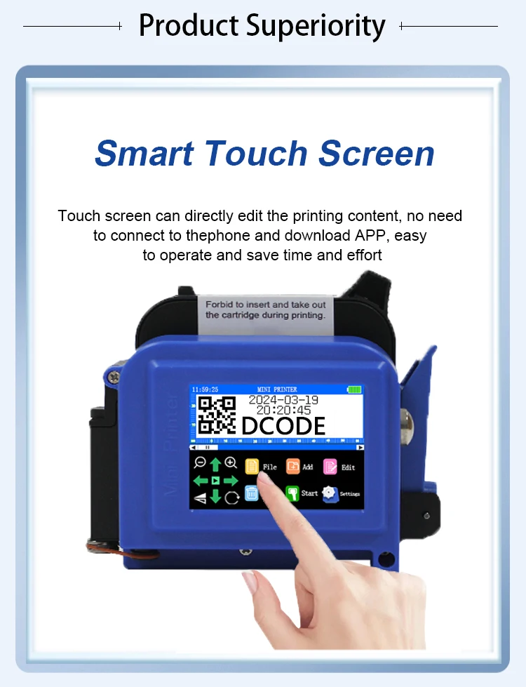 DC11 25.4mm/1 inch Portable Mini Printer Handheld Inkjet Printer Non-encrypted Q