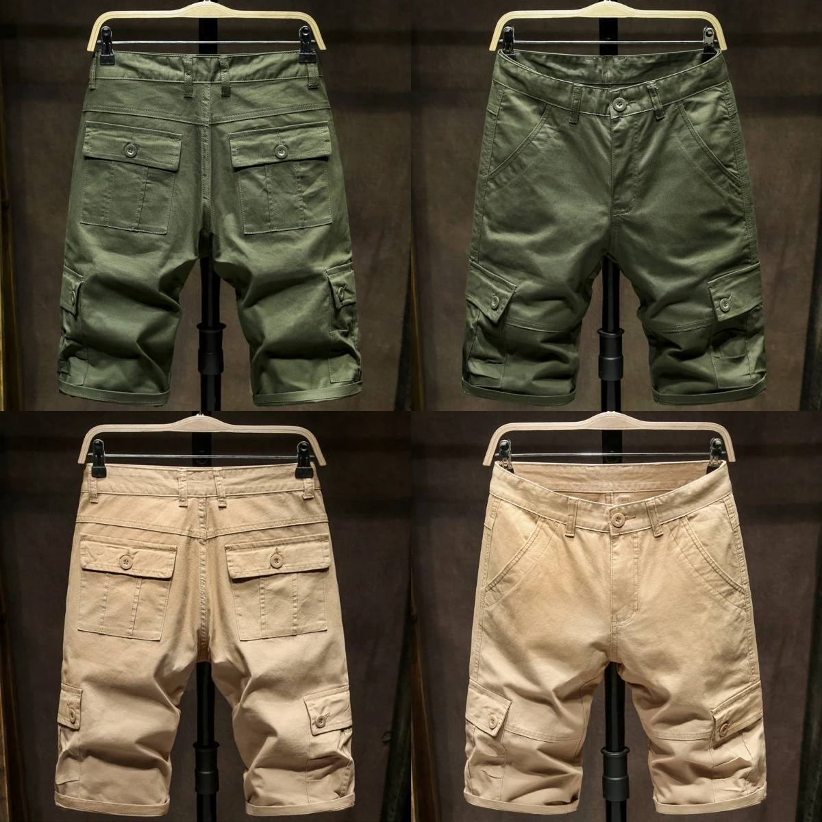 Big Pocket Digital Pasted Denim Shorts Men Summer Scraped Thread End Pure Cotton Slim Fit Fold Stitching Line Broken Hole Zipper