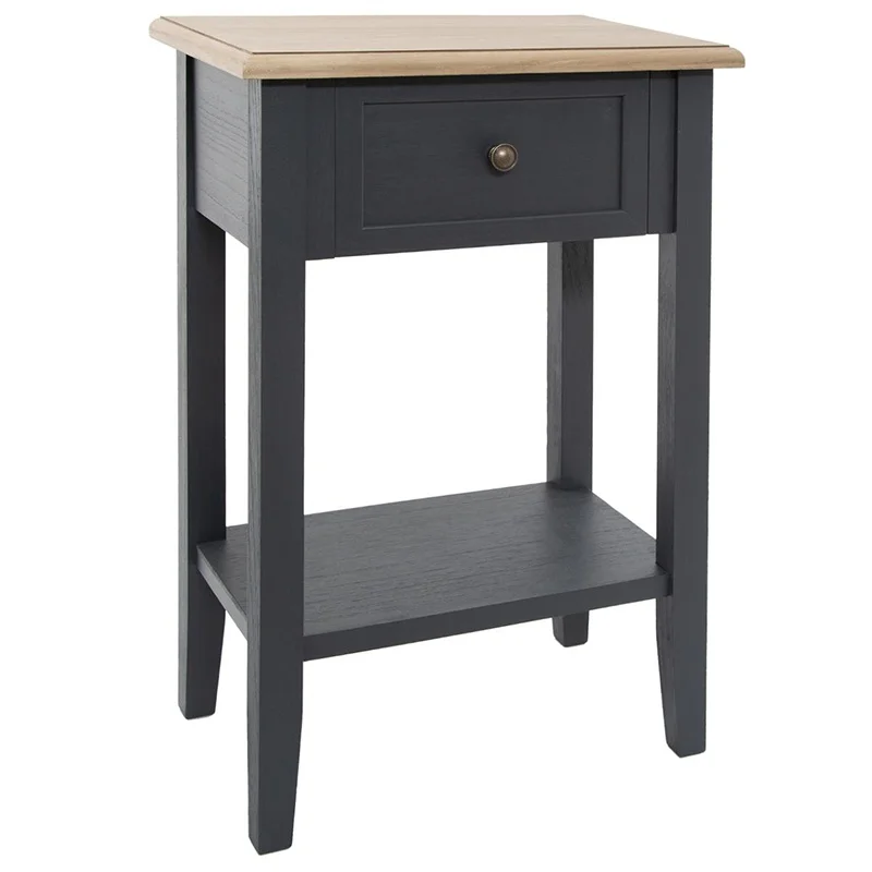 1 drawer bedside Table with storage 45x30x68 cm-black-black-SILUMEN |
