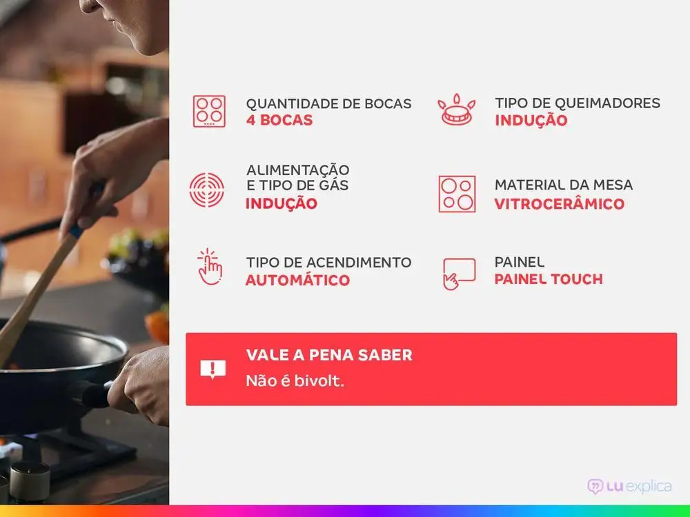 Cooktop 4 Bocas Indução Electrolux Vitrocerâmico Touch - 220V 2