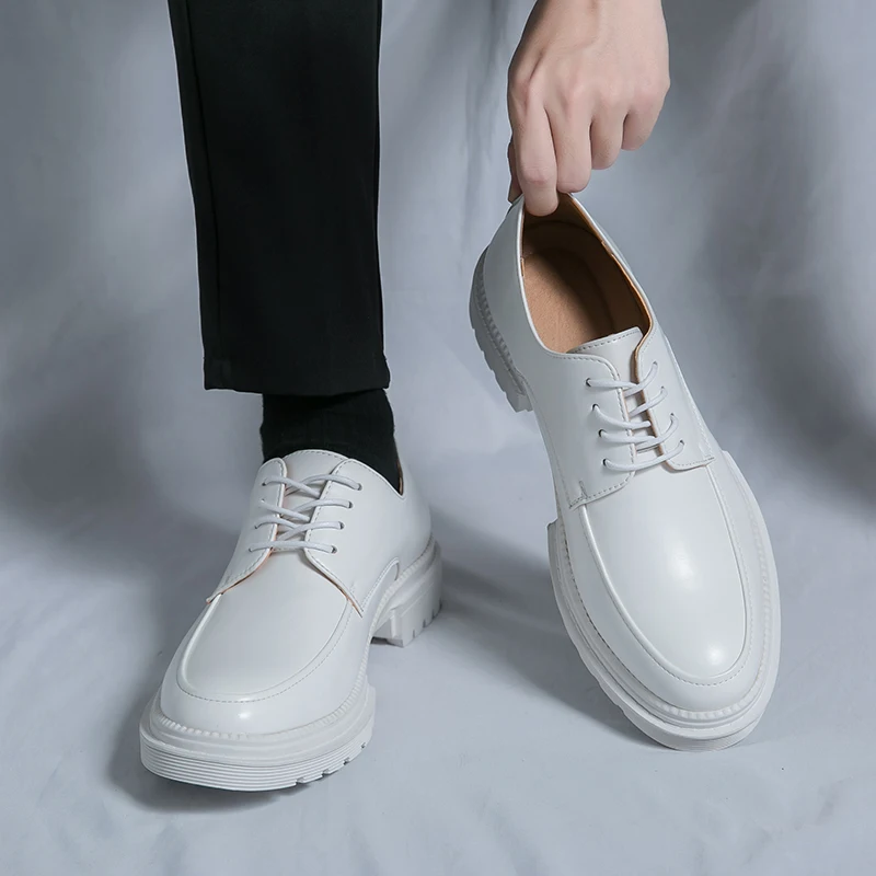 White Wedding Shoes Men's Business Leather Shoes Formal Oxfords Career Office Oxford Black Lace-up Luxury Goods Zapatillas