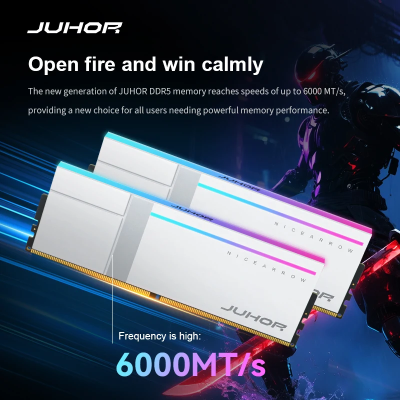 JUHOR DDR5 6000MHz 32GB(16GB×2枚)ホワイト JUHOR DDR5 RAM 32GB 6000MHz Desktop Gaming Memory with White