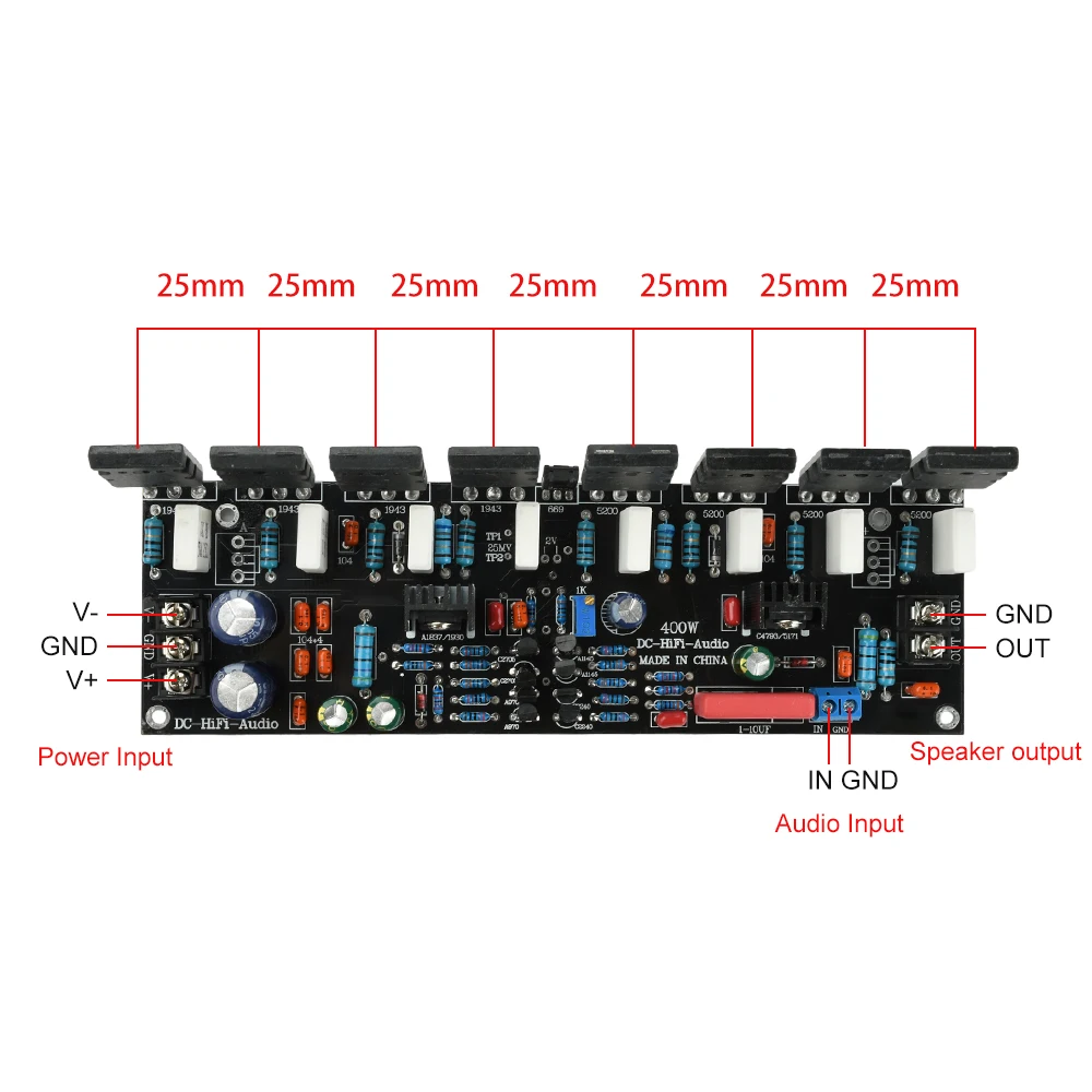 400 W Leistungsverstärkerplatine DC 20 V-90 V Hochleistungs-Audioverstärker mit 1943 + 5200 gepaarte Röhre für Stereo-Audioverstärker – Detail 12