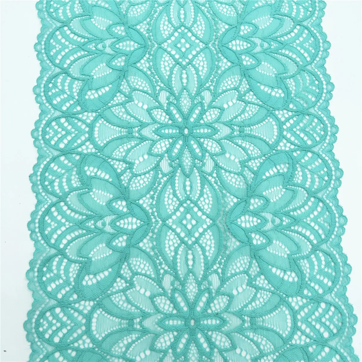 3y/lot Width 22cm Lake Green Elastic Stretch Lace Trim Skirt Hem For Clothes Sewing Accessories Lingerie Wedding Dress Sleeve 5