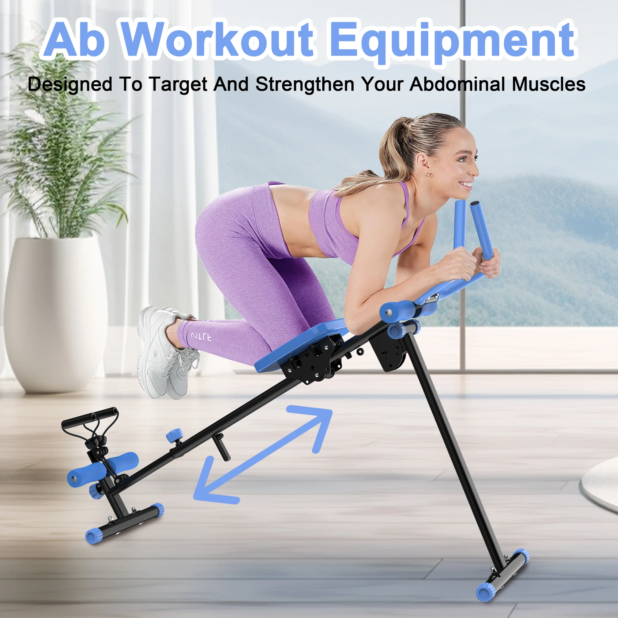 4-in-1 Ab Exercise Equipment - Rowing Machine, Leg Press Machine, Ab Glider Machine, Roman Chair, Fitness Workout Equipment for 5