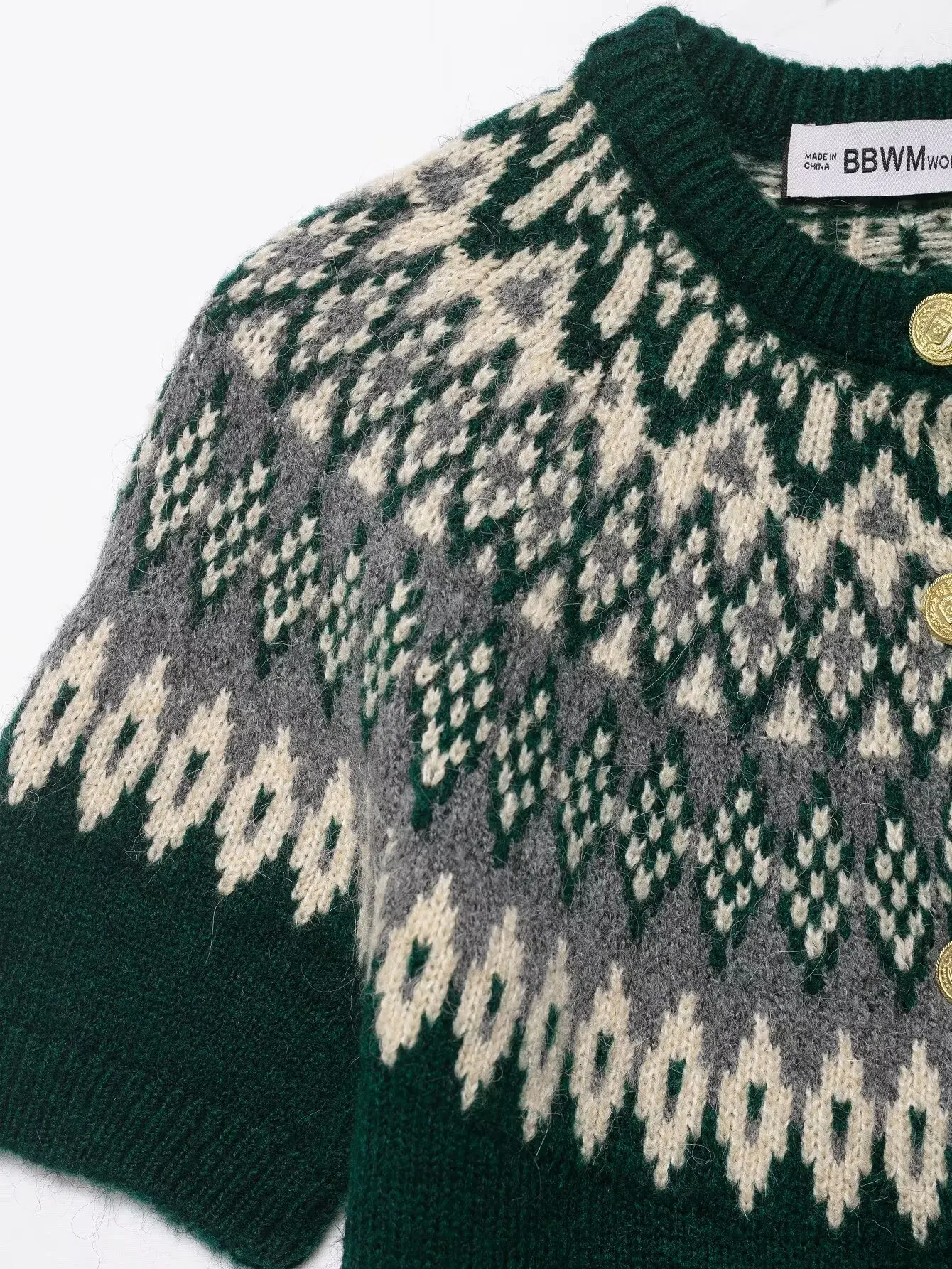 Women Short Sleeve Jacquard Sweater Cardigan Spring Autumn Vintage Short Knitted Jacket Lady Casual Versatile Knitted Street Top