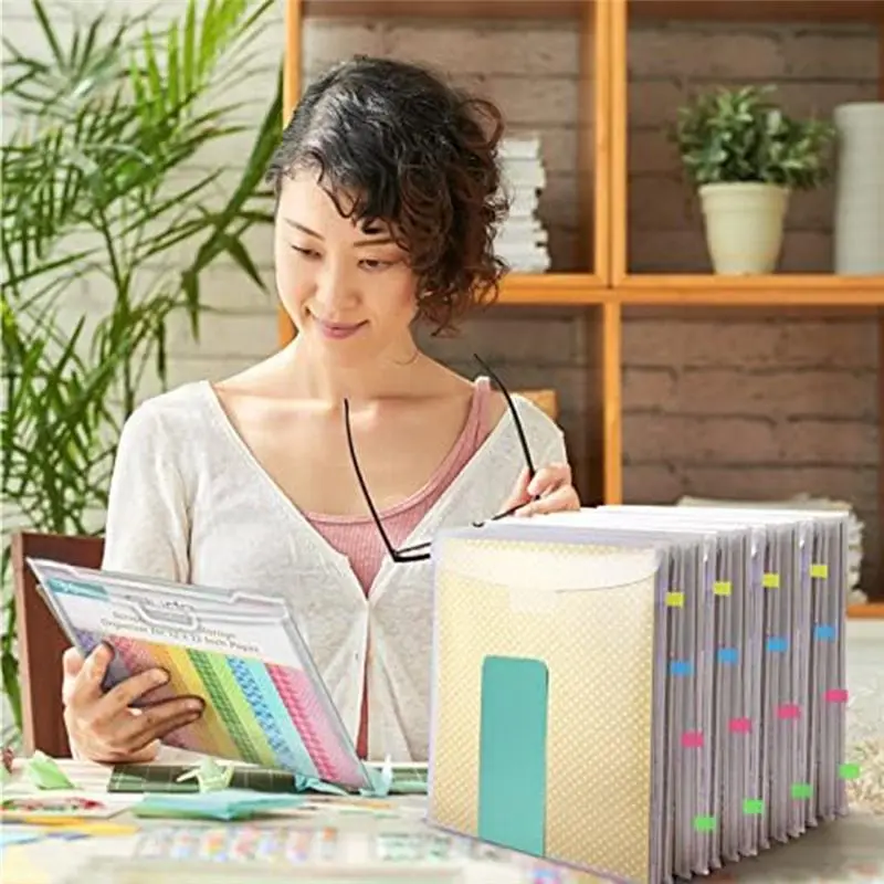 버클 디자인의 AB97-36Pcs 스크랩북 정리함, 12X12인치 종이를 보관할 수 있는 100개의 다색 스티커 인덱스 탭 포함