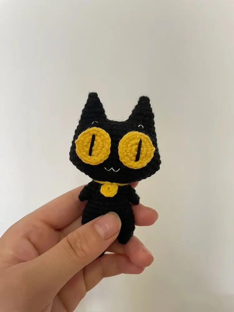 Big Eyed Black Cat DIY Material Package Wool Crochet Doll Weaving Handmade Cute Cat Pendant Keychain Cute Couple Birthday Gift