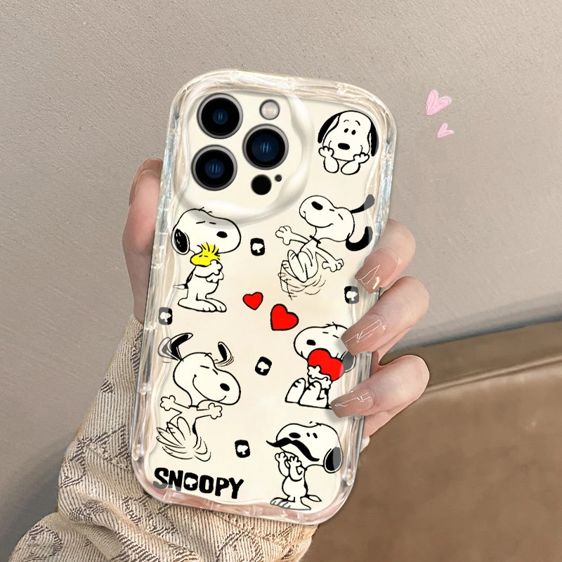 thumbnail image 1 of Iively-Funda de Snoopy de dibujos animados para iPhone, carcasa de teléfono con ondas de aceite para Apple iPhone 15, 14, 13, 12, 11, XS, XR, X Pro Max Plus, 1 of 5